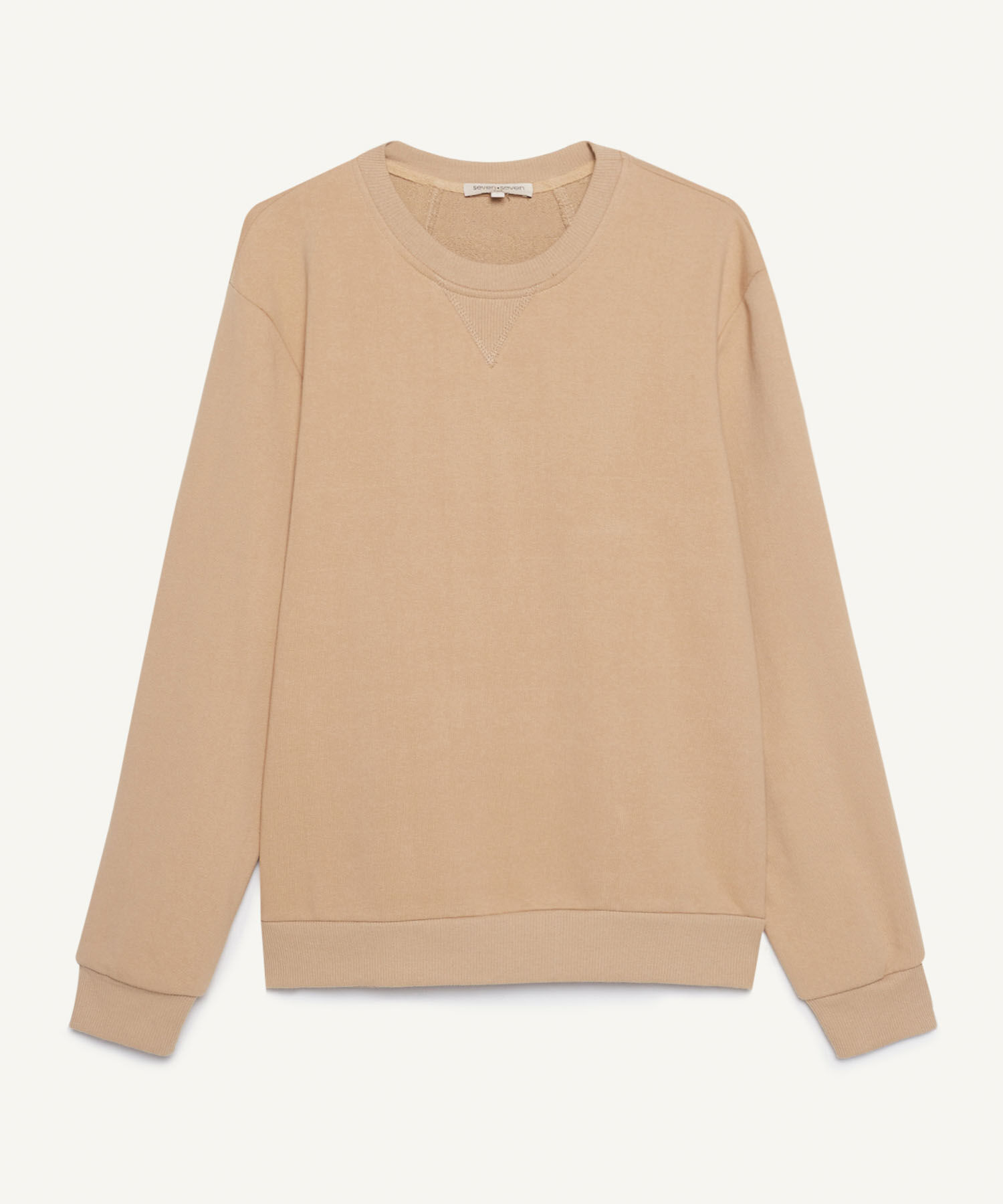 Buzo Cuello Redondo con Cortes, Beige, hi-res