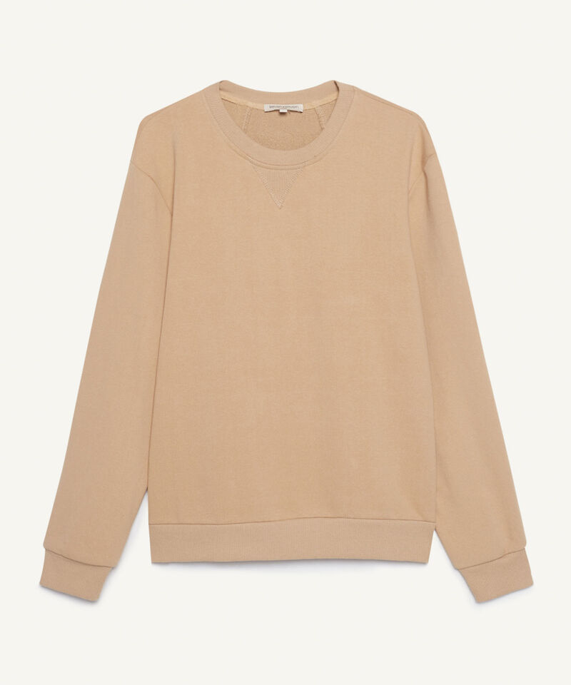 Buzo Cuello Redondo con Cortes, Beige, hi-res
