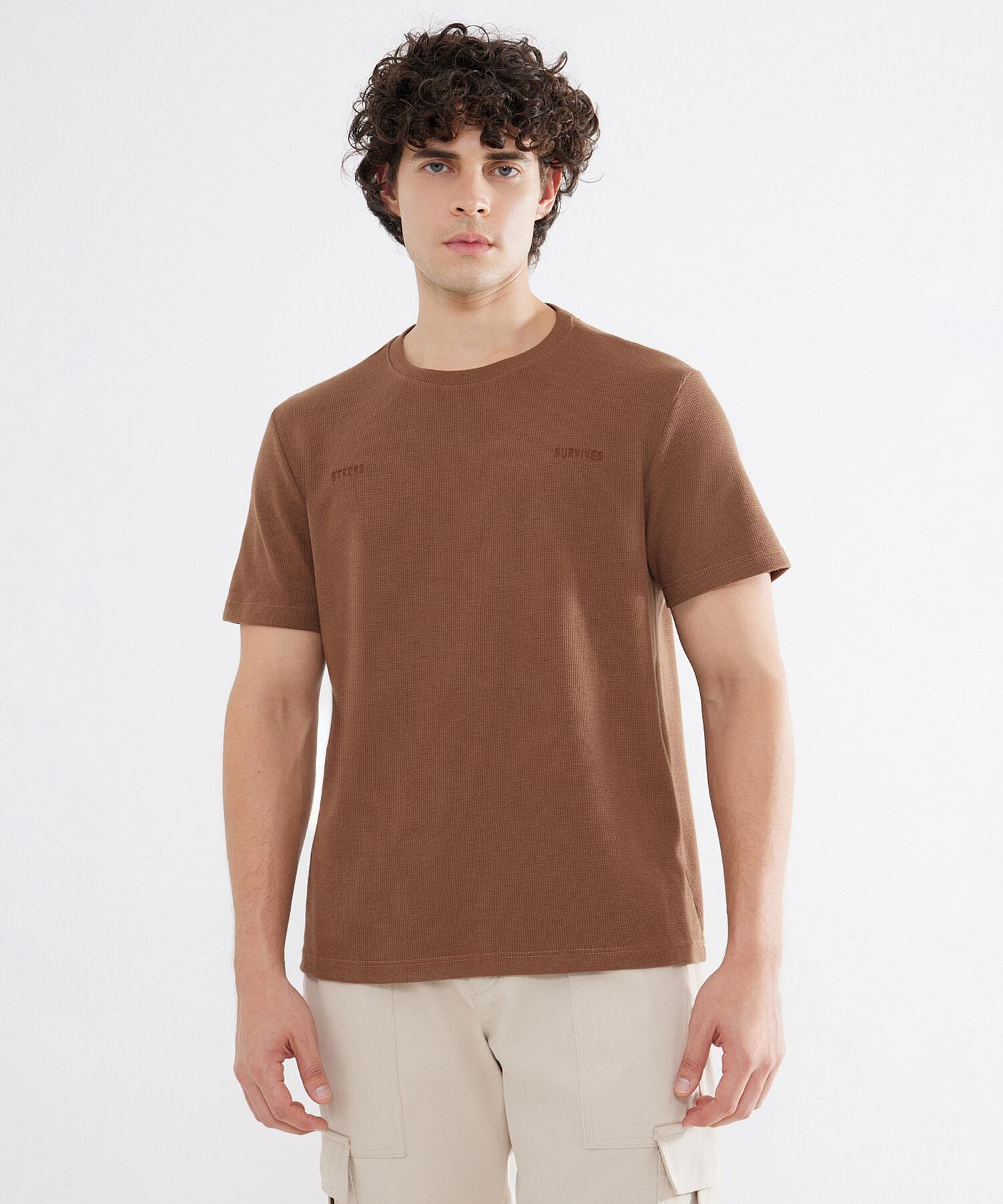 Camiseta con Bordado, Cafe, hi-res