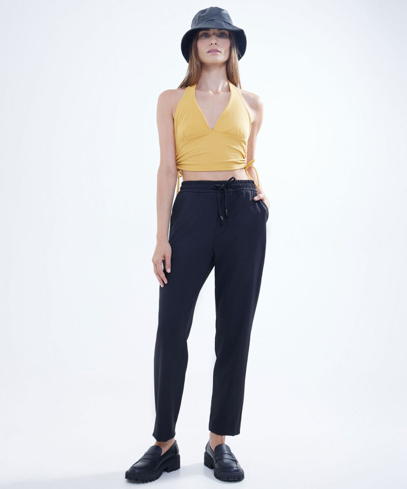 Crop Top Con Cuello Halter, Mostaza, hi-res
