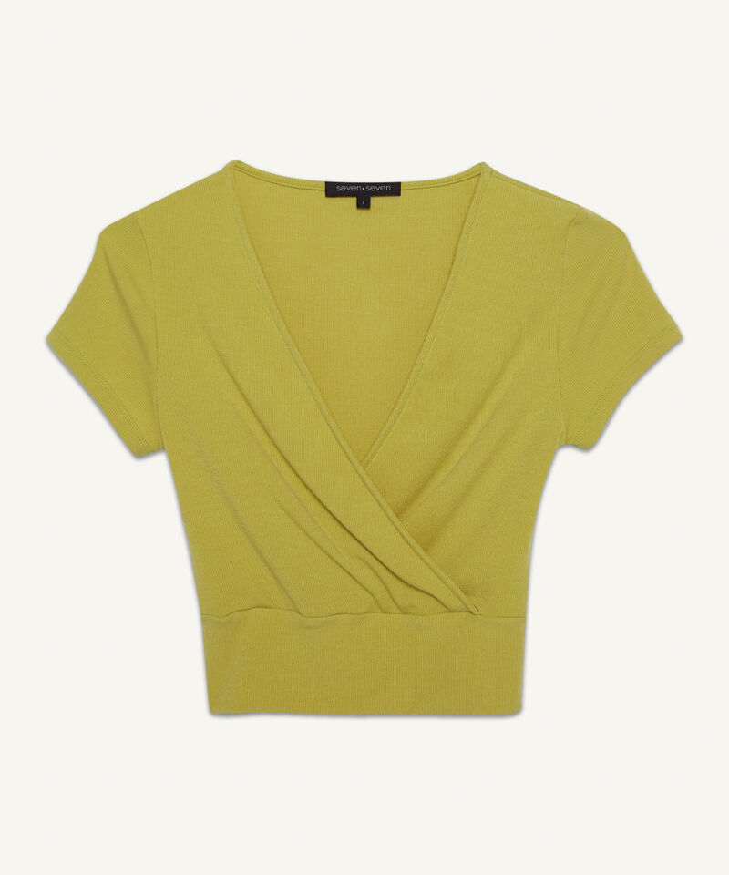 Camiseta Con Escote En V, Verde, hi-res