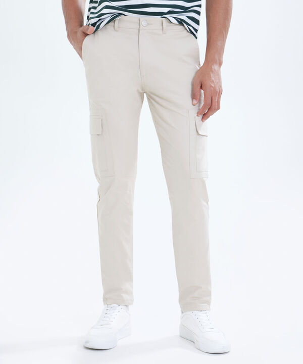 Pantal&oacute;n Tipo Chino Con Bolsillos, Beige, hi-res