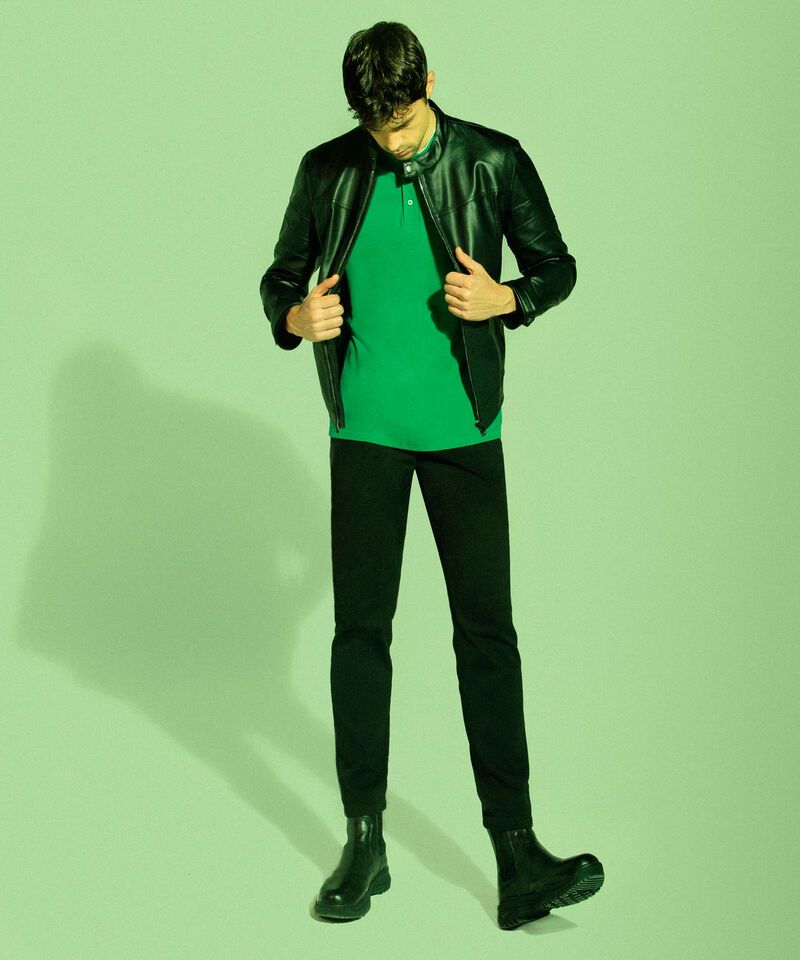 Polo Cuello Mao Para Hombre, Verde, hi-res