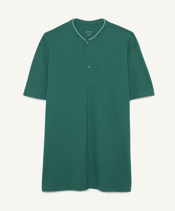 Polo Cuello Mao Para Hombre, Verde, hi-res