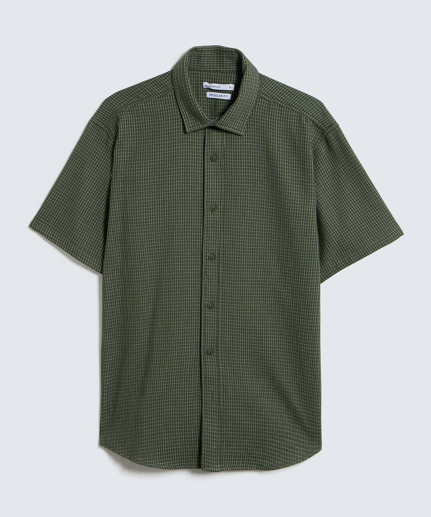 Camisa Manga Corta a Cuadros, VerdeOscuro, hi-res