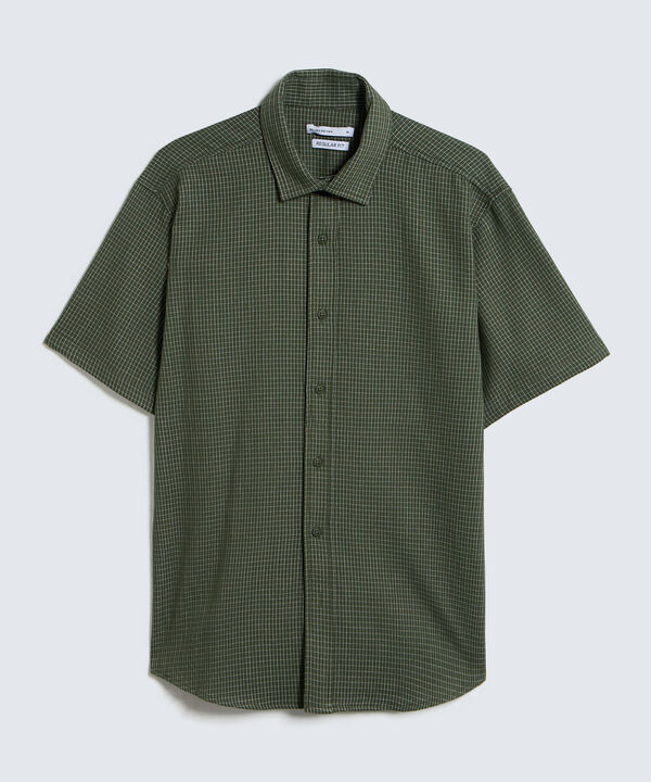 Camisa Manga Corta a Cuadros, VerdeOscuro, hi-res