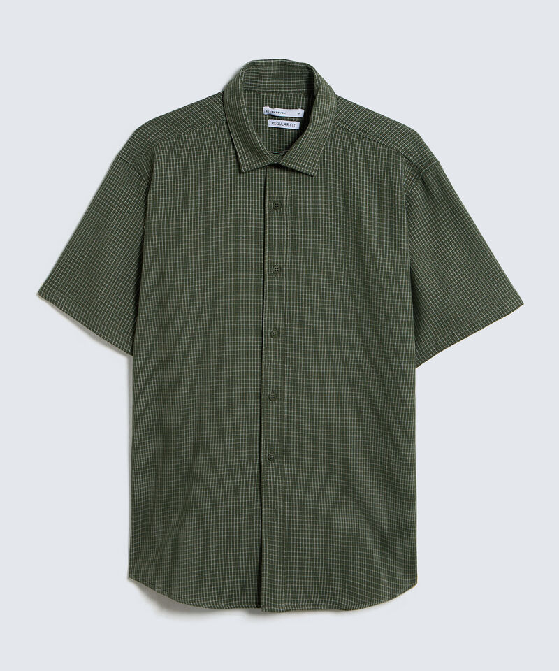 Camisa Manga Corta a Cuadros, VerdeOscuro, hi-res