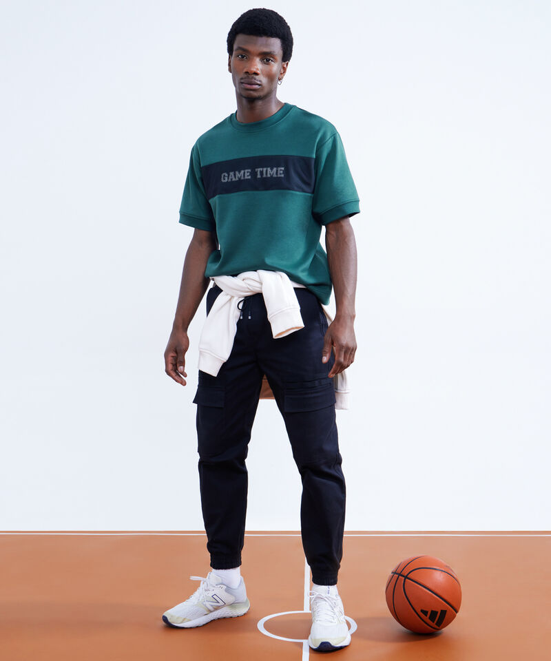 Camiseta Oversize Estampada, Verde, hi-res