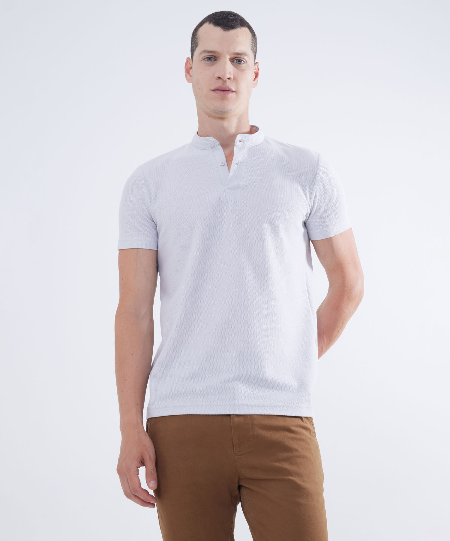 Camisa polo cuello mao clearance