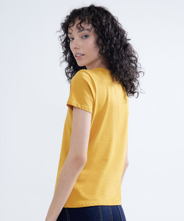 Camiseta Manga Corta Estampada, Amarillo, hi-res