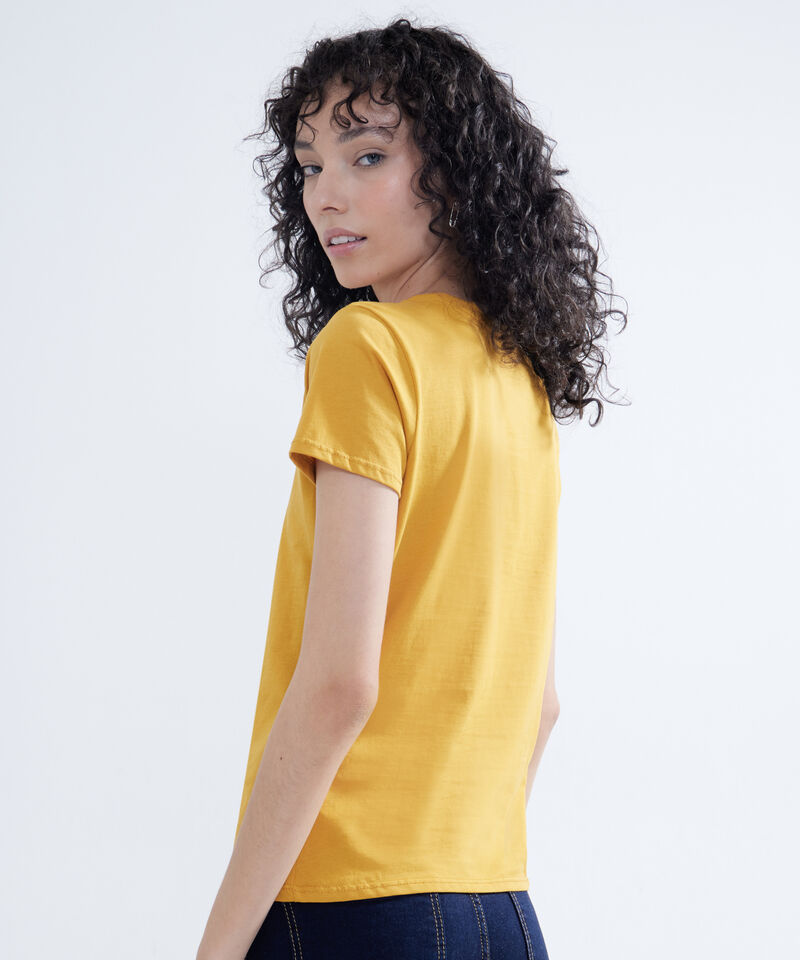 Camiseta Manga Corta Estampada, Amarillo, hi-res