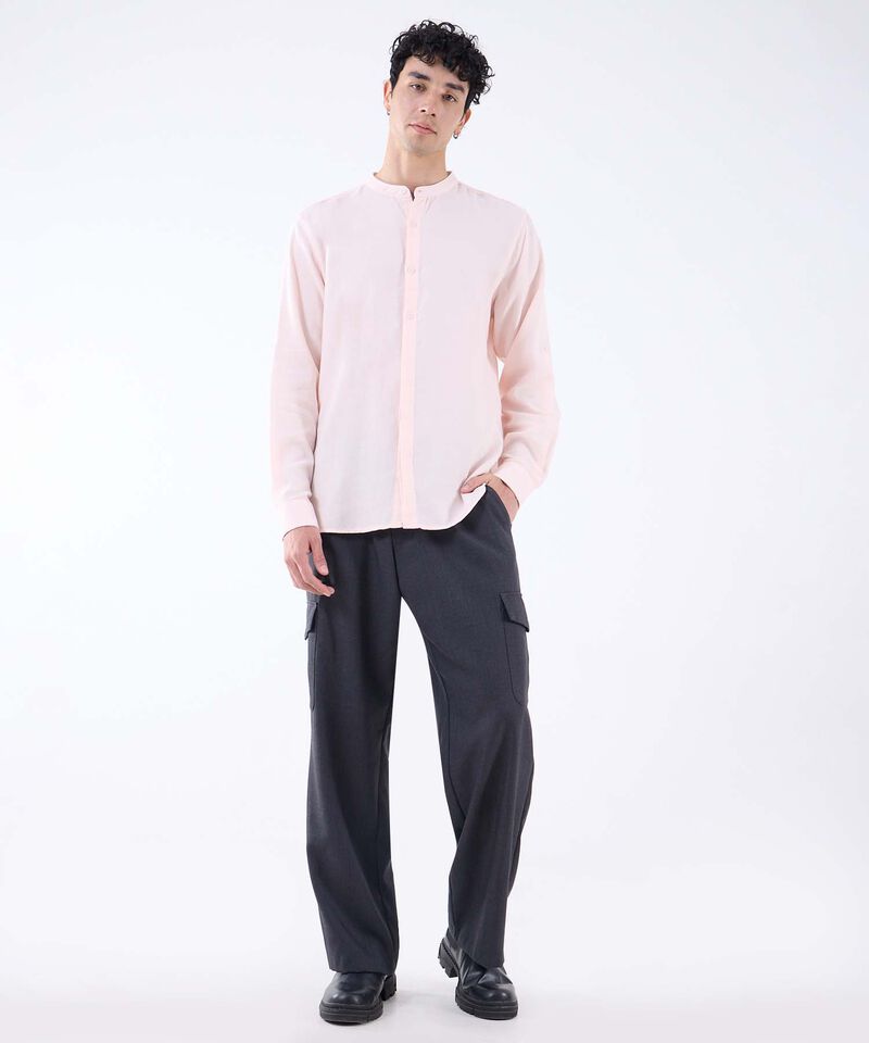 Camisa Cuello Mao, Rosa, hi-res