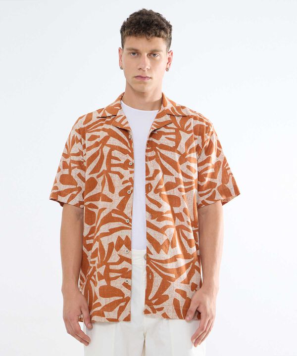 Camisa Resort Estampada, Naranja, hi-res image number null