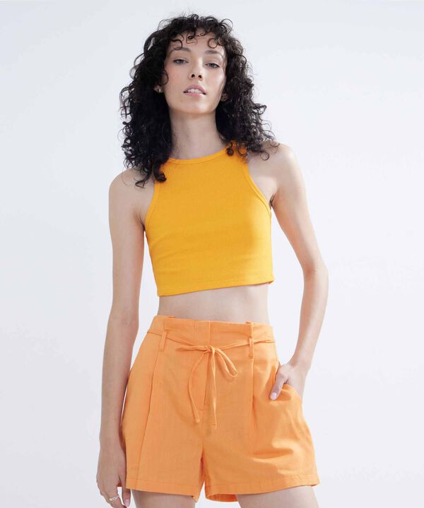 Camiseta Esqueleto Tipo Crop, Mandarina, hi-res
