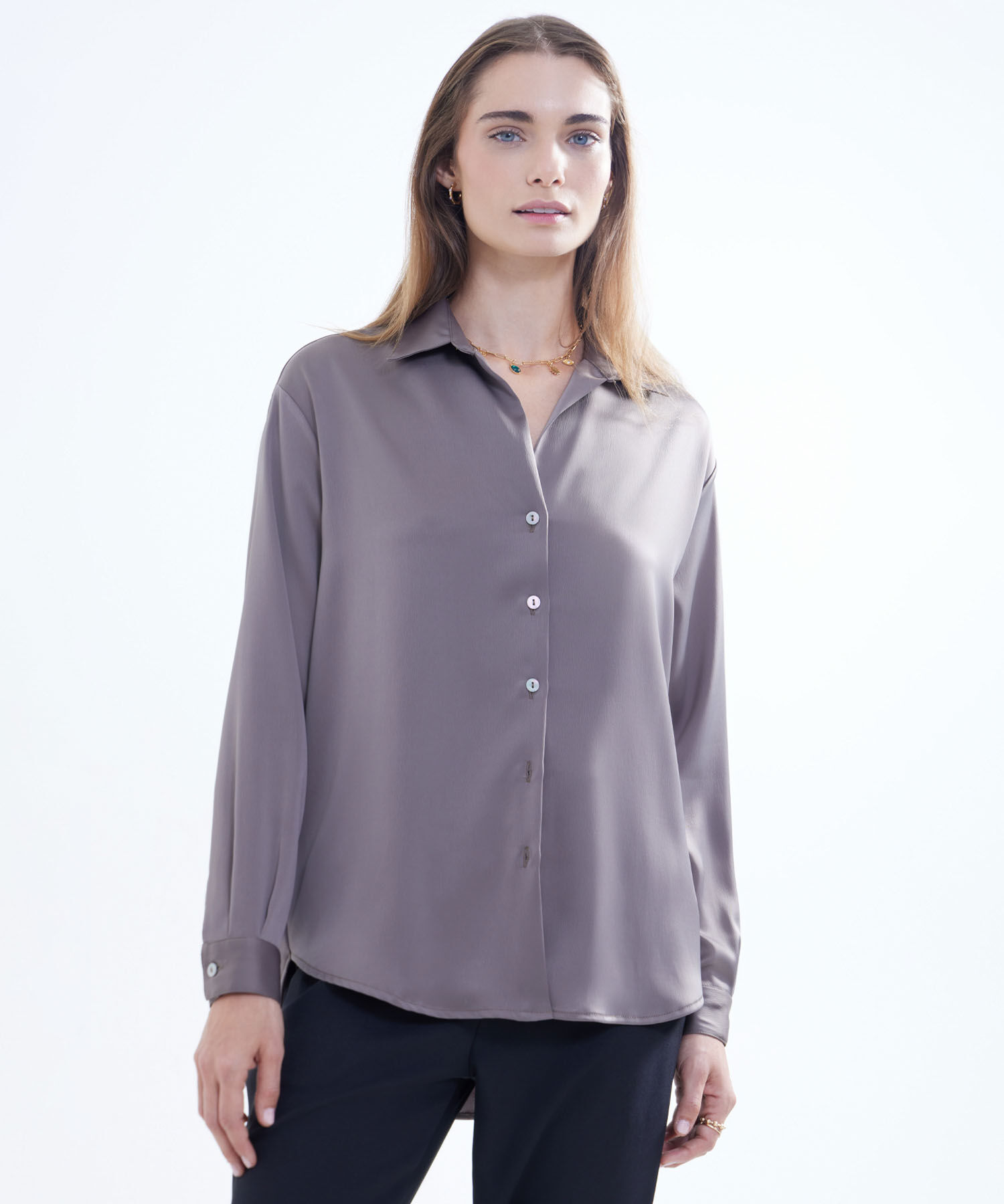 Blusa Con Estampado De Animal Print, Taupe, hi-res