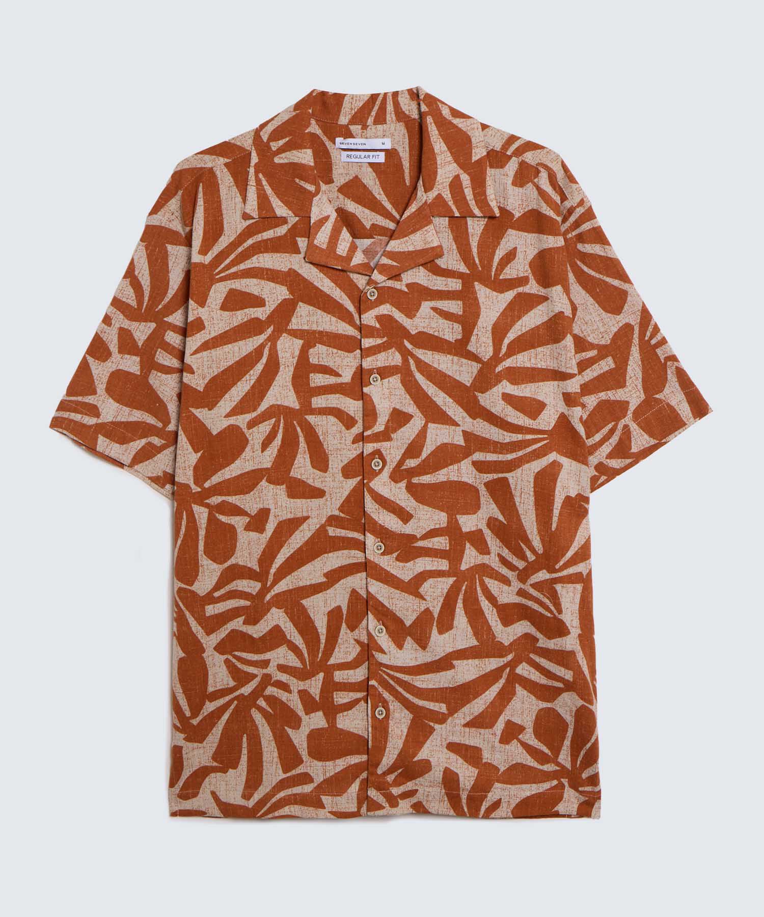 Camisa Resort Estampada, Naranja, hi-res