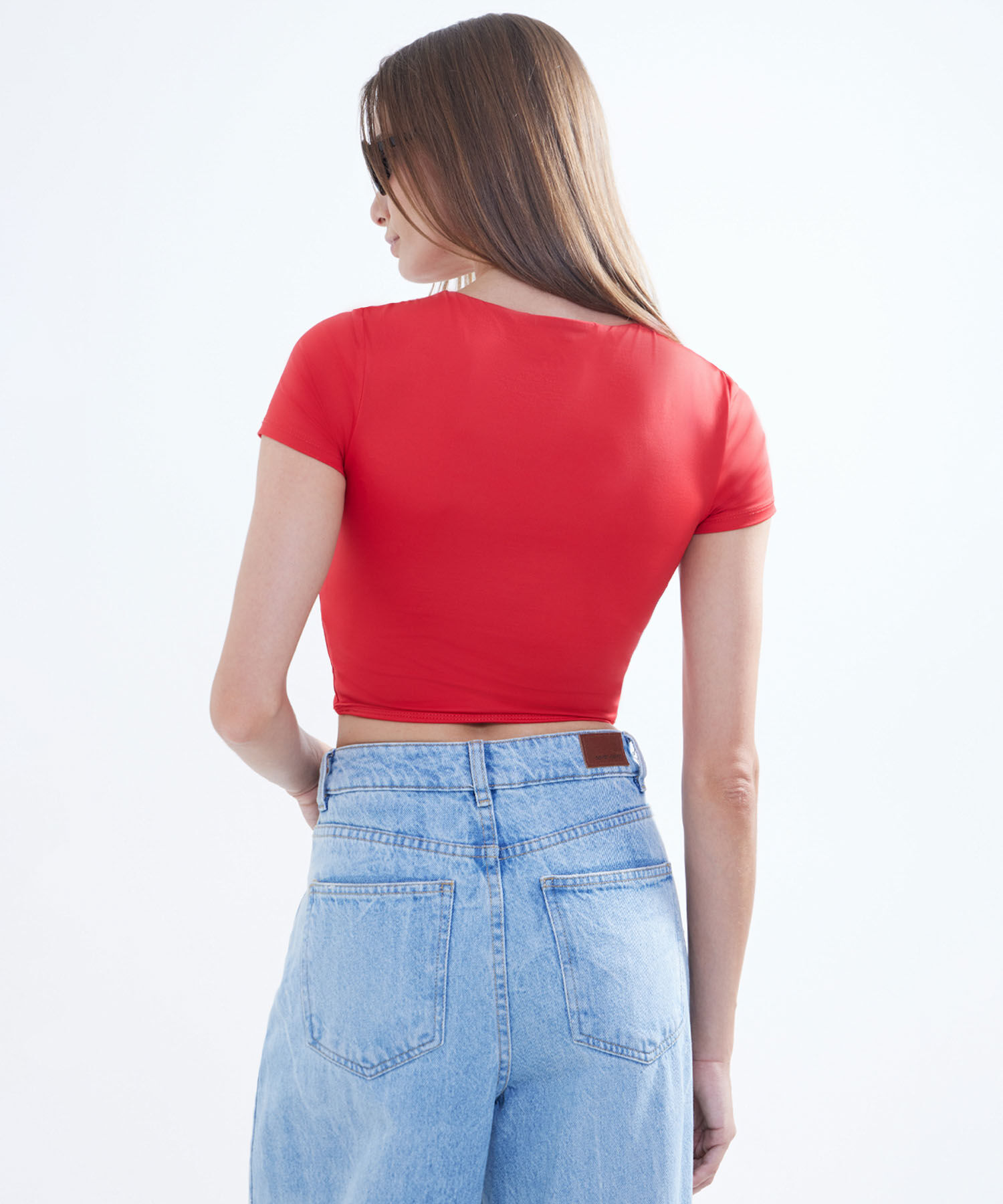 Crop Top Manga Corta, Rojo, hi-res