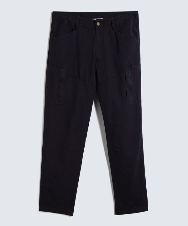 Pantal&oacute;n Cargo con Cortes, Negro, hi-res