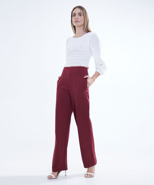 Pantal&oacute;n Sastre Con Costuras, Vino, hi-res