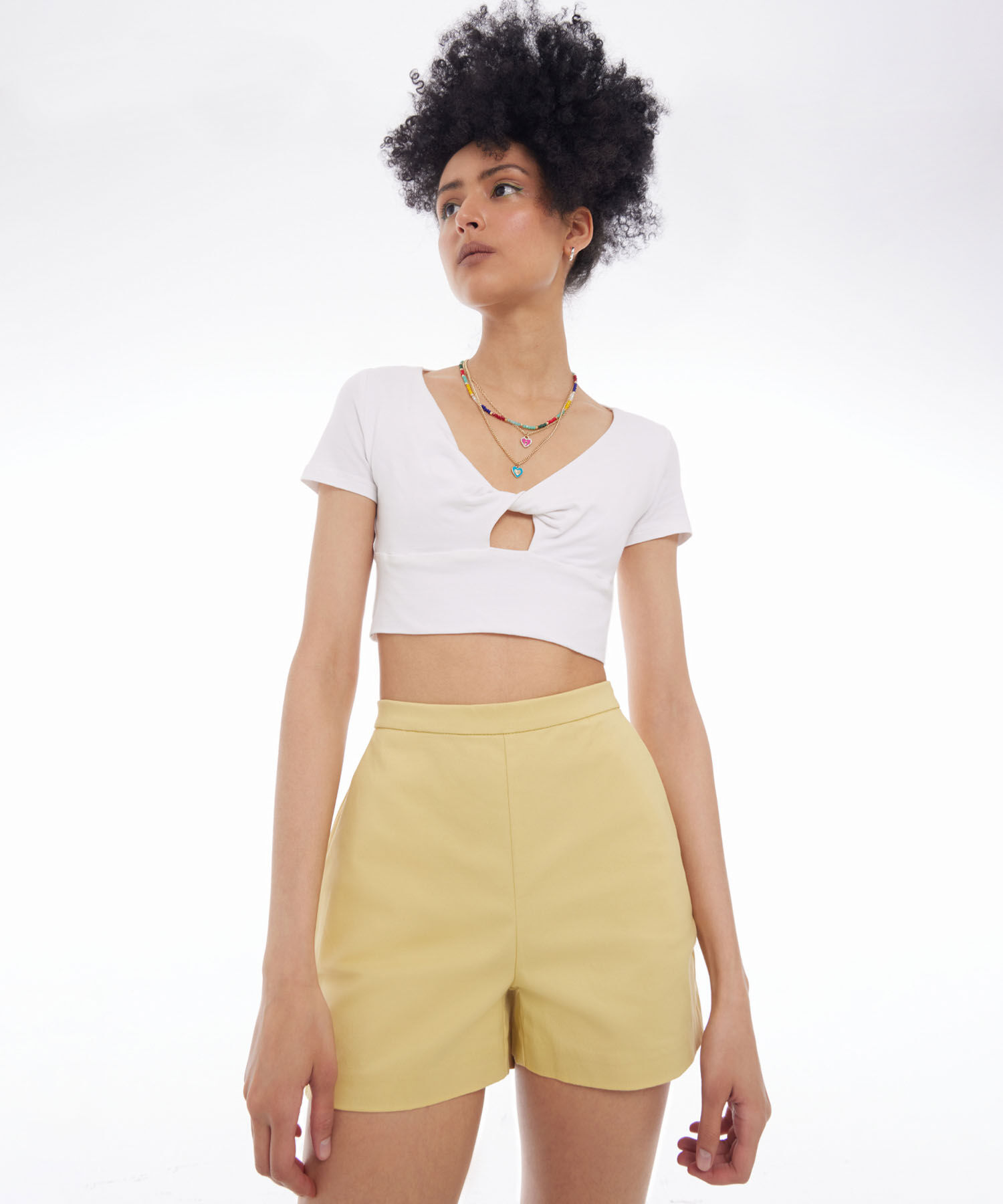 Crop Con Cut Out Para Mujer, Crudo, hi-res