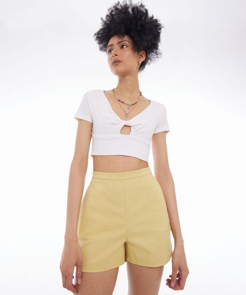 Crop Con Cut Out Para Mujer, Crudo, hi-res