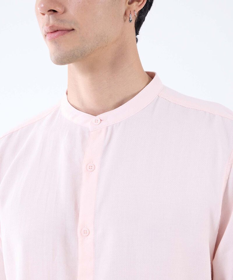 Camisa Cuello Mao, Rosa, hi-res