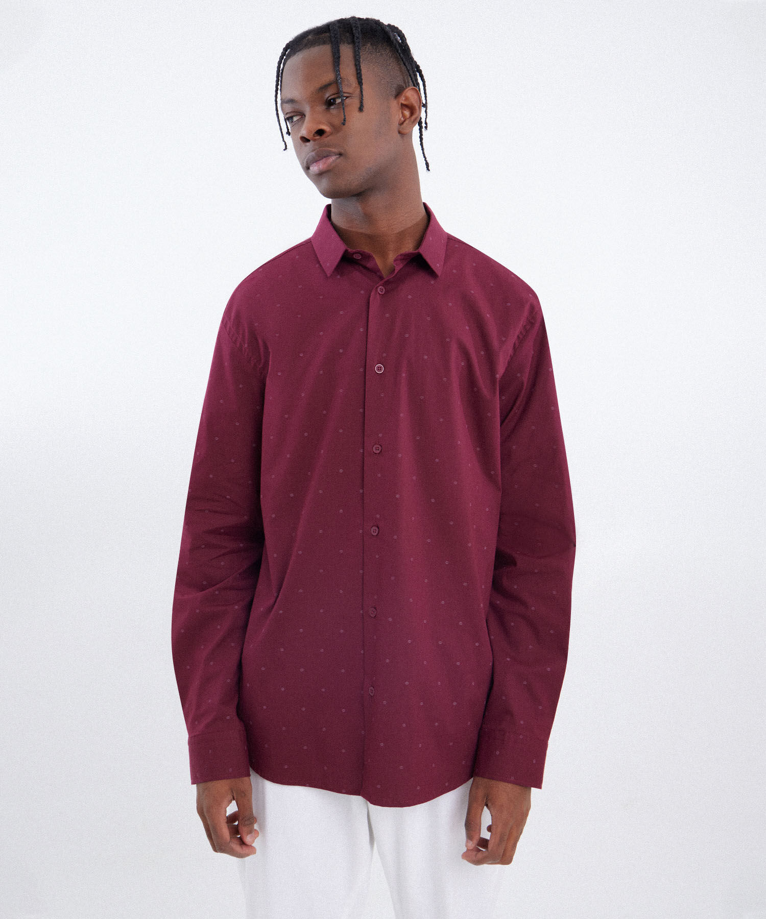 Camisa burgundy para hombre outlet