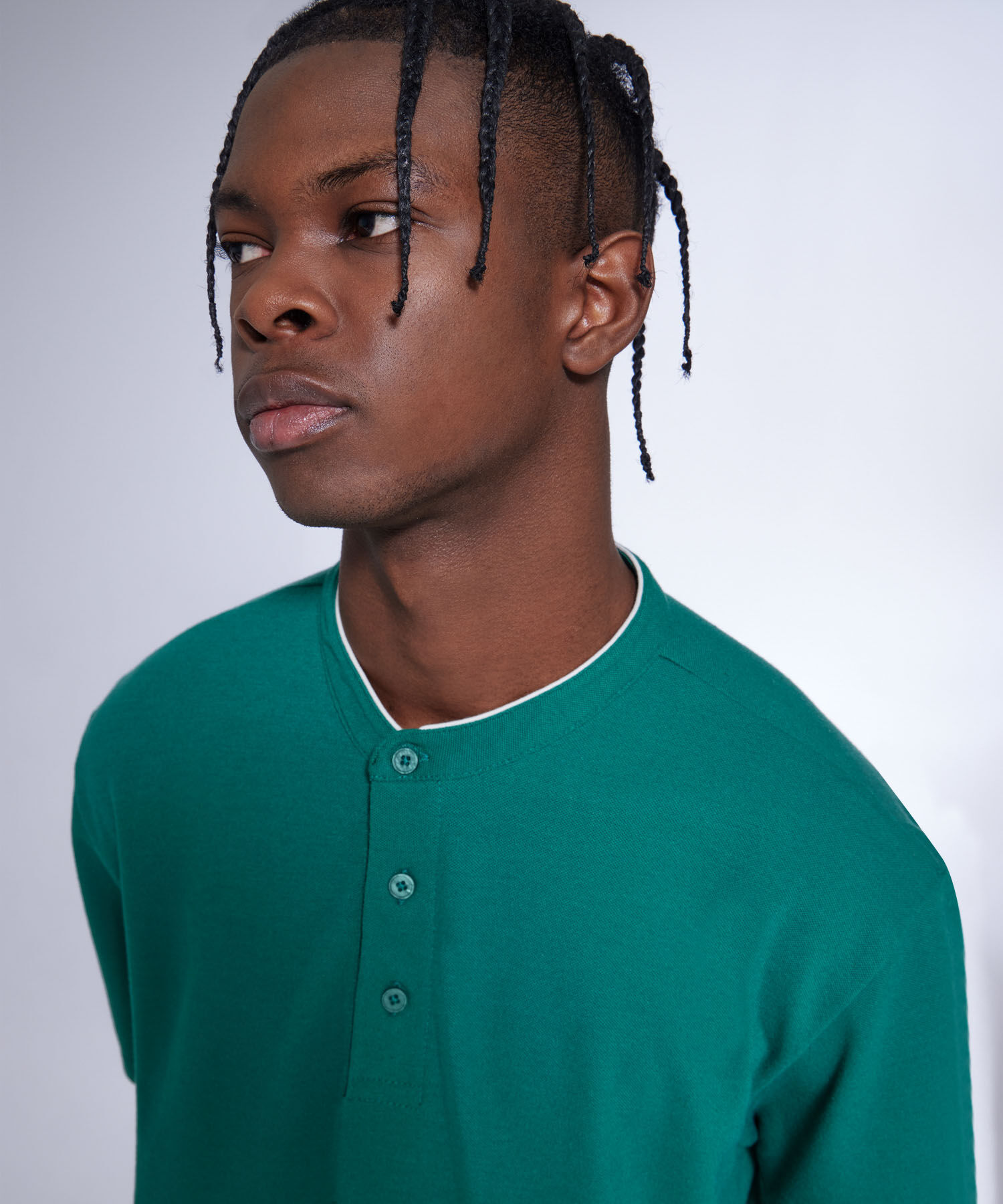 Polo Cuello Mao Para Hombre, Verde, hi-res