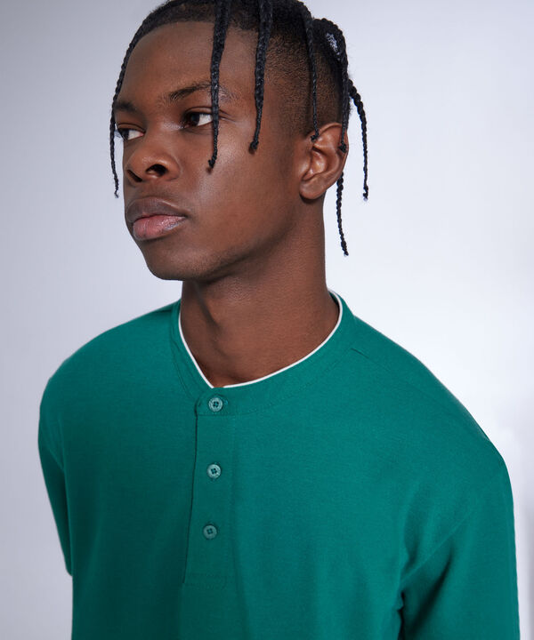 Polo Cuello Mao Para Hombre, Verde, hi-res