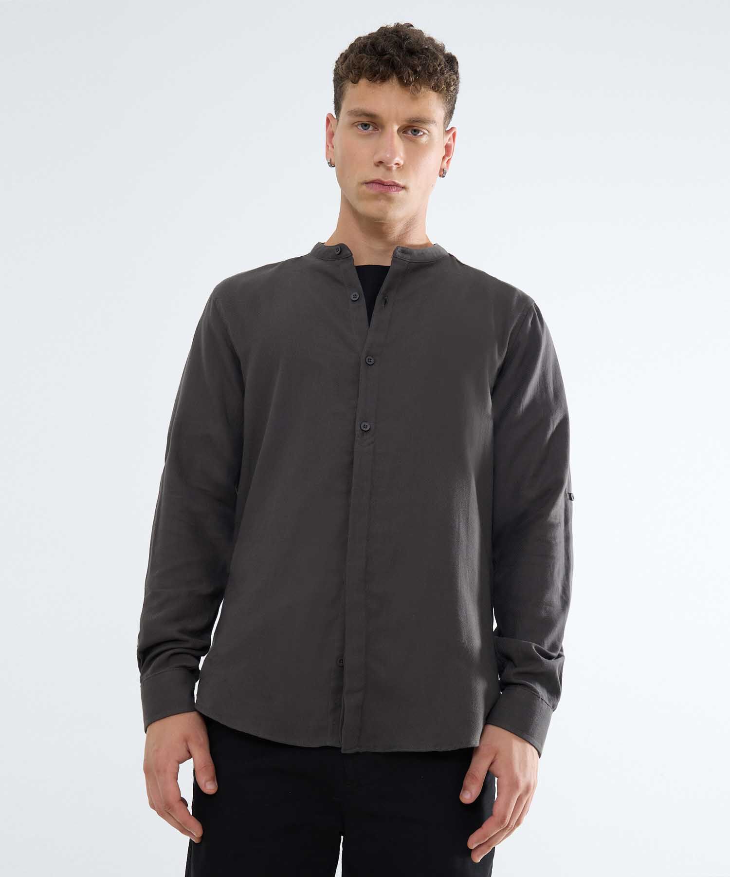 Camisa Cuello Mao, VerdeOscuro, hi-res