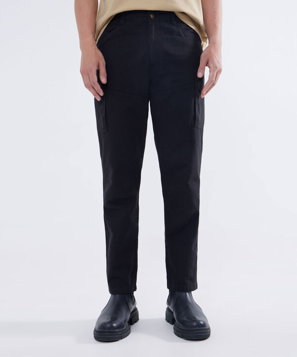 Pantal&oacute;n Cargo con Cortes, Negro, hi-res