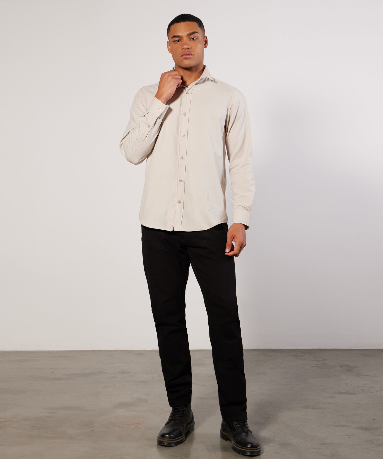 Camisa con Cuello Camisero, Avena, hi-res