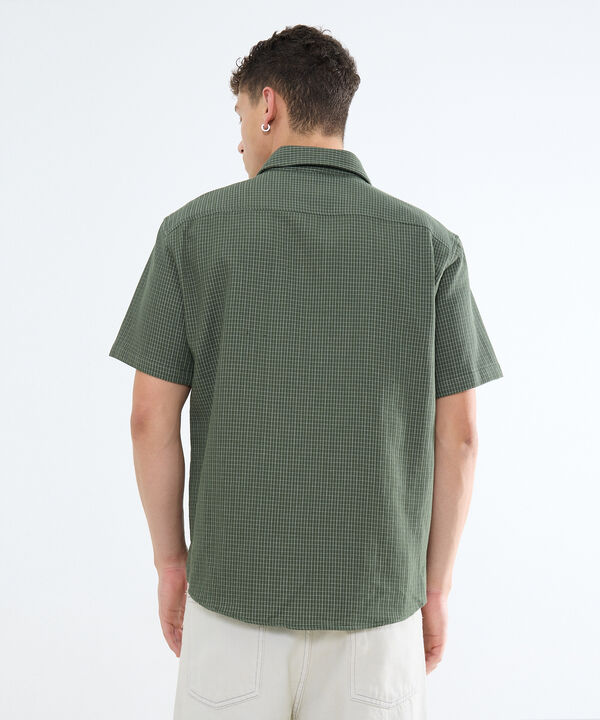 Camisa Manga Corta a Cuadros, VerdeOscuro, hi-res