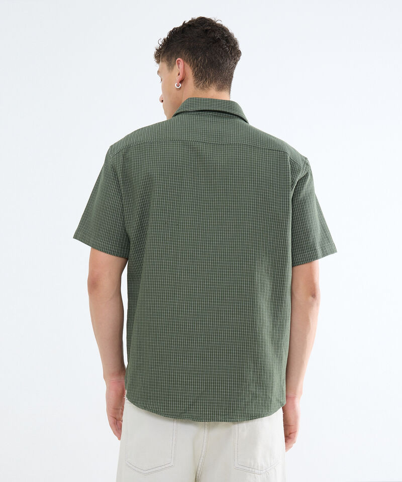 Camisa Manga Corta a Cuadros, VerdeOscuro, hi-res