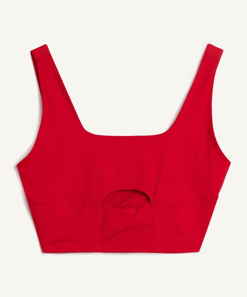 Camiseta Para Mujer Tipo Crop Manga Sisa Con Cut Out, Rojo, hi-res