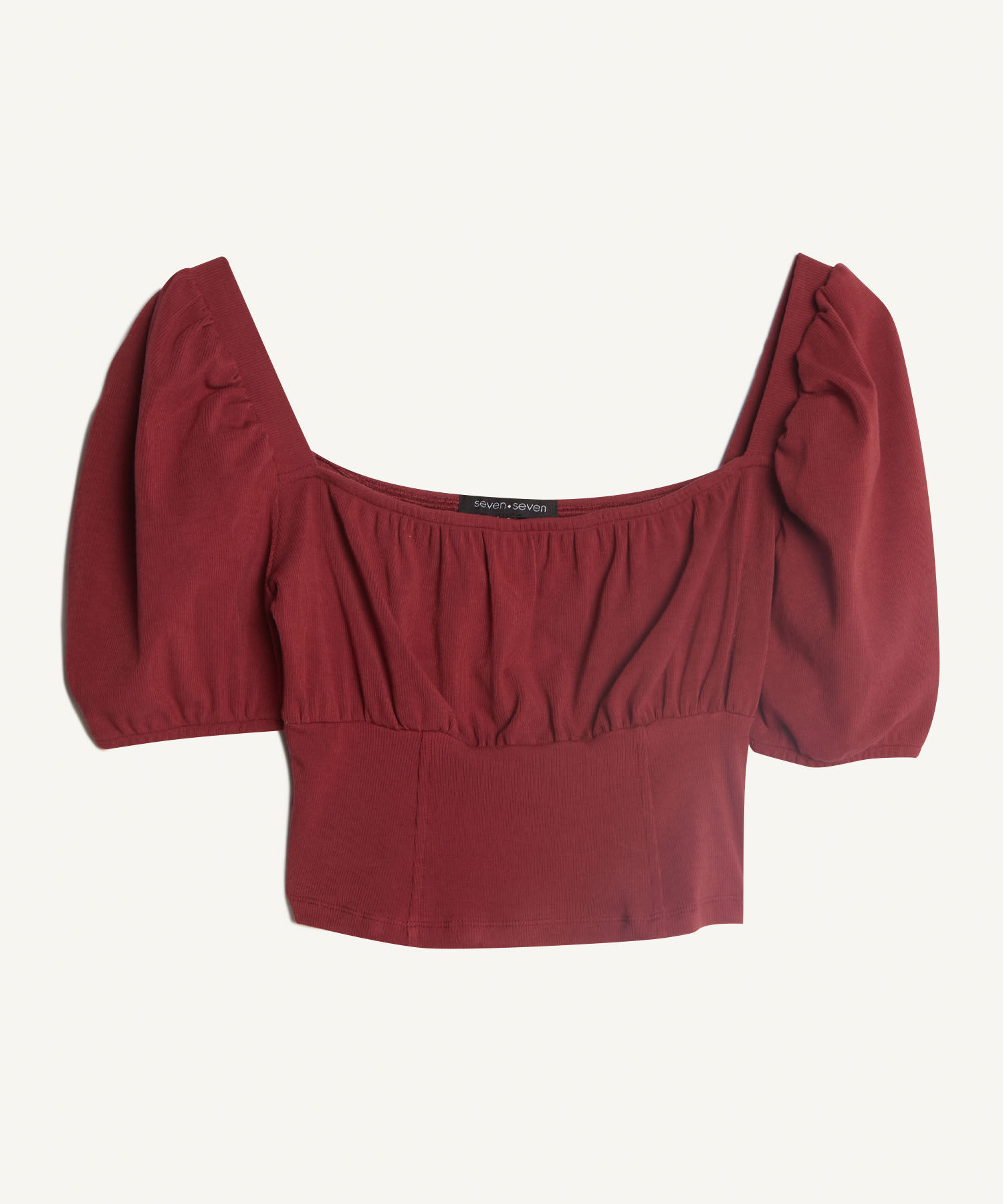 Camiseta Para Mujer Con Manga Abullonada, Vino, hi-res