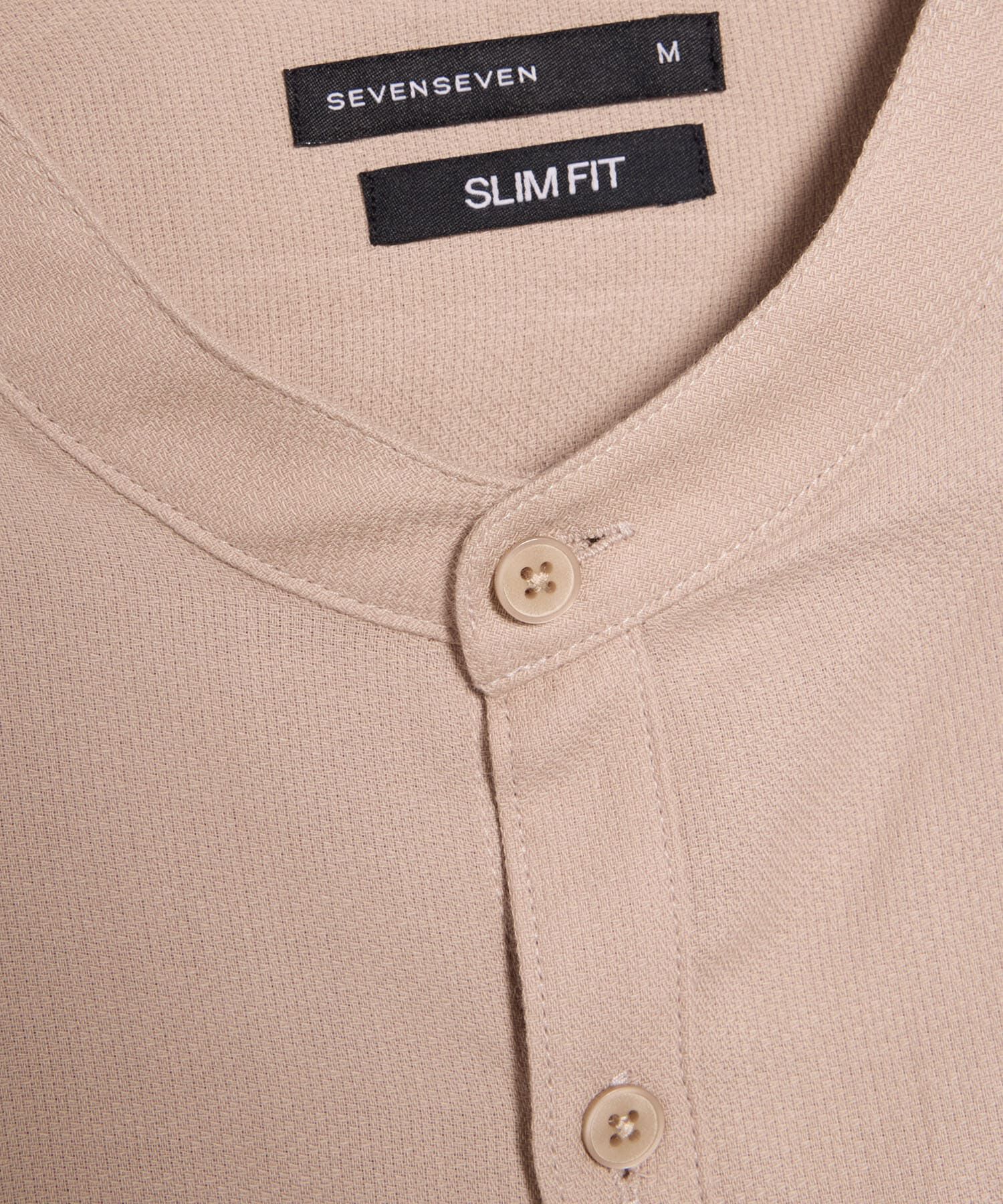 Camisa Texturizada Cuello Mao, Beige, hi-res