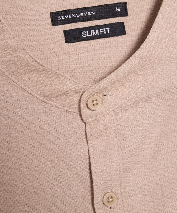 Camisa Texturizada Cuello Mao, Beige, hi-res
