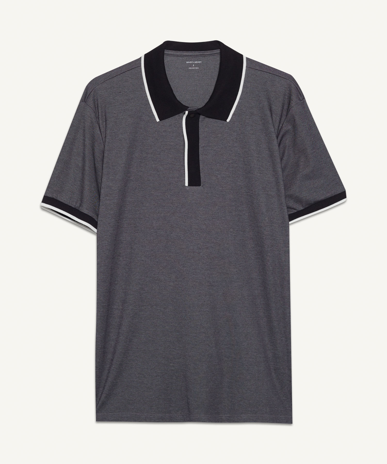 Polo B&aacute;sica Cuello Tejido, Negro, hi-res