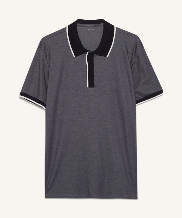 Polo B&aacute;sica Cuello Tejido, Negro, hi-res