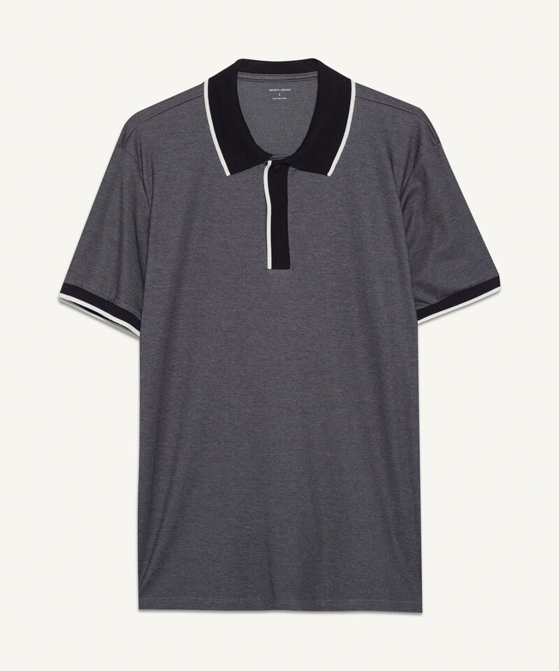 Polo B&aacute;sica Cuello Tejido, Negro, hi-res