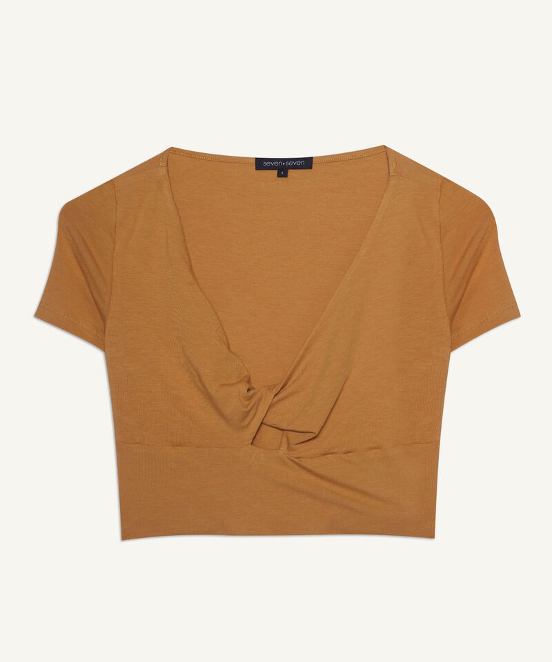 Crop Con Cut Out Para Mujer, Mostaza, hi-res