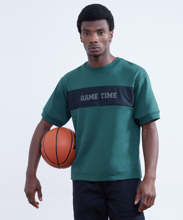 Camiseta Oversize Estampada, Verde, hi-res