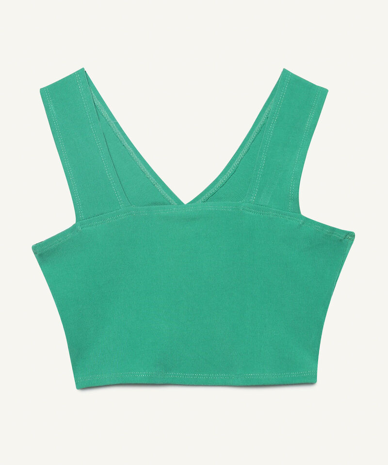 Camiseta Para Mujer Tipo Crop De Tiras Anchas, Verde, hi-res