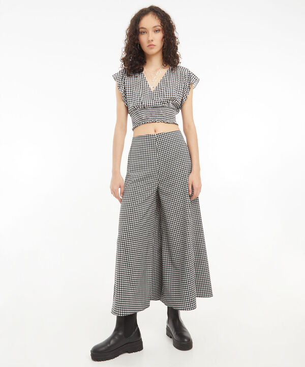Pantal&oacute;n Tipo Culotte Con Aberturas, Negro, hi-res image number null