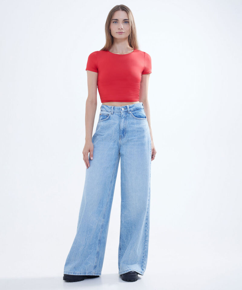Crop Top Manga Corta, Rojo, hi-res