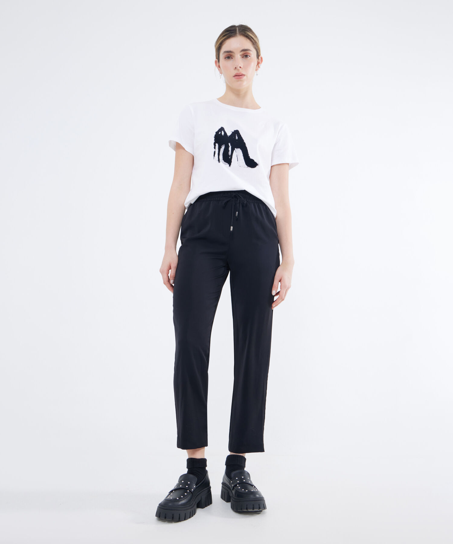 Pantalon Fluido con Efecto Brillante Compra Online SEVEN SEVEN