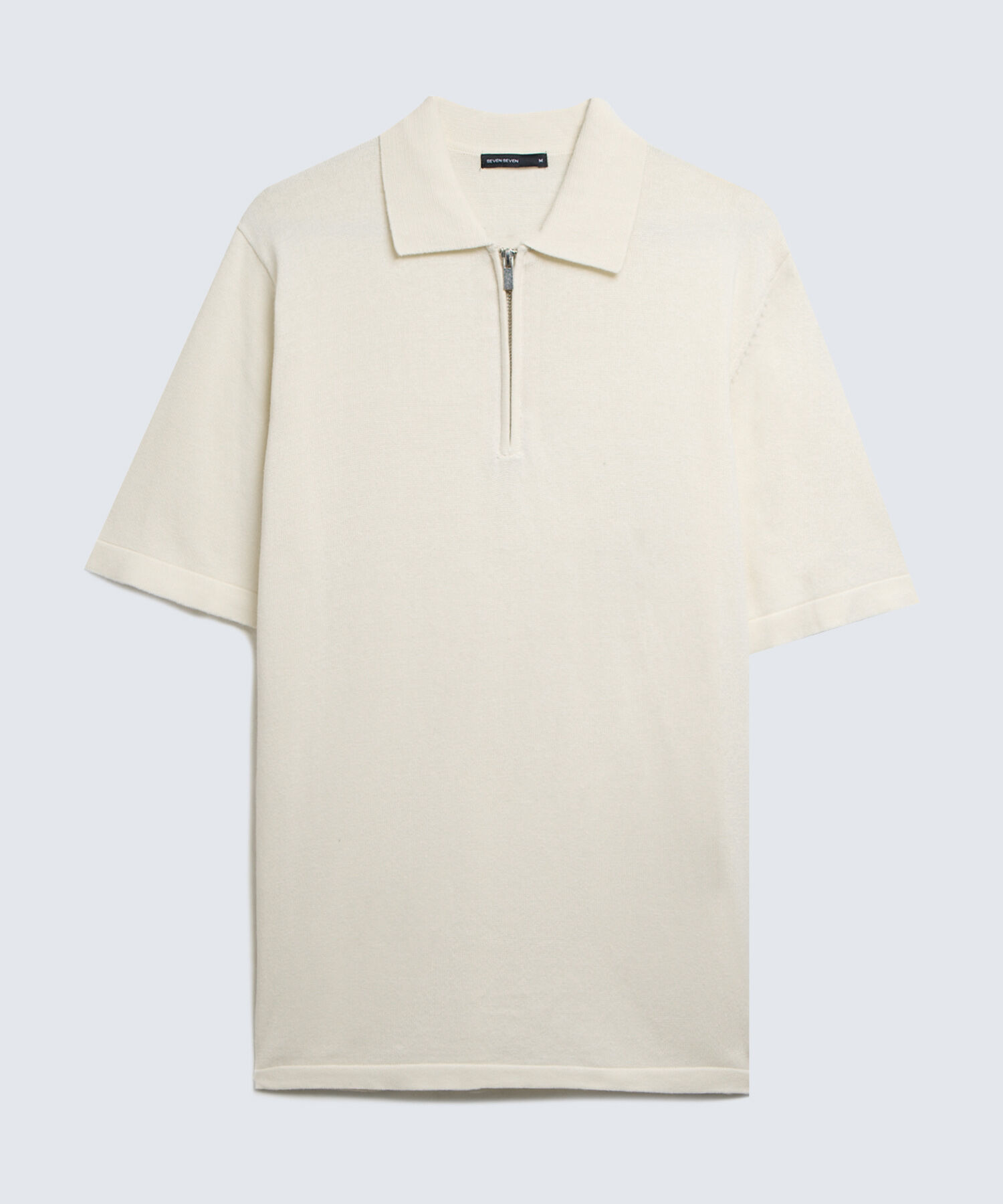 Polo Tejida Tricot con Cierre, Crema, hi-res