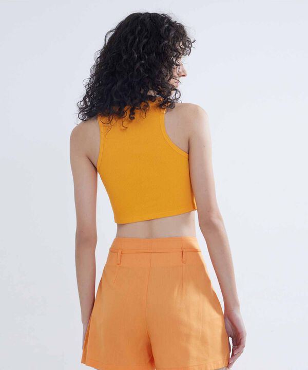 Camiseta Esqueleto Tipo Crop, Mandarina, hi-res