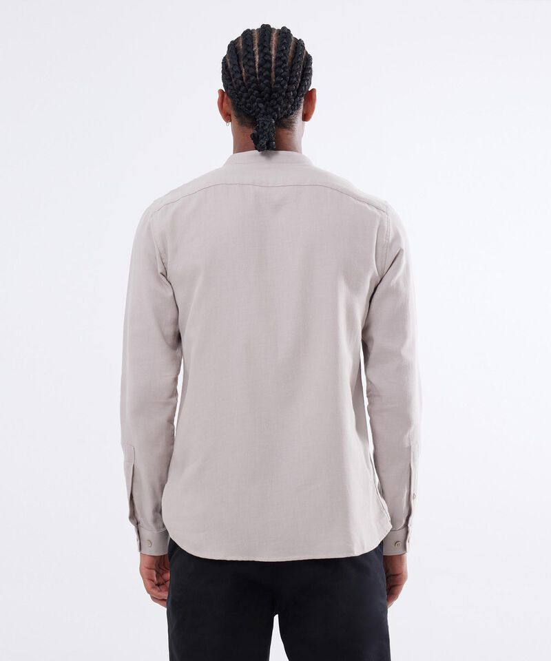 Camisa Texturizada Cuello Mao, Beige, hi-res